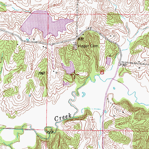 Topographic Map of French Creek Farms Lake Dam, MO