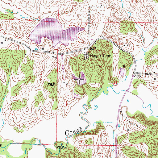 Topographic Map of French Creek Farms Lake, MO