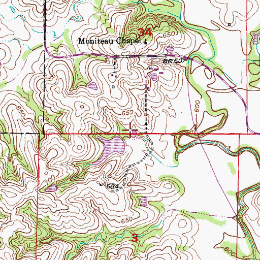 Topographic Map of Wies Lake Dam, MO