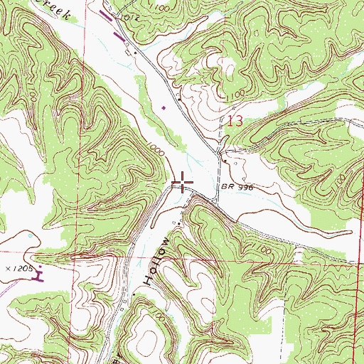 Topographic Map of Backer Hollow, AR