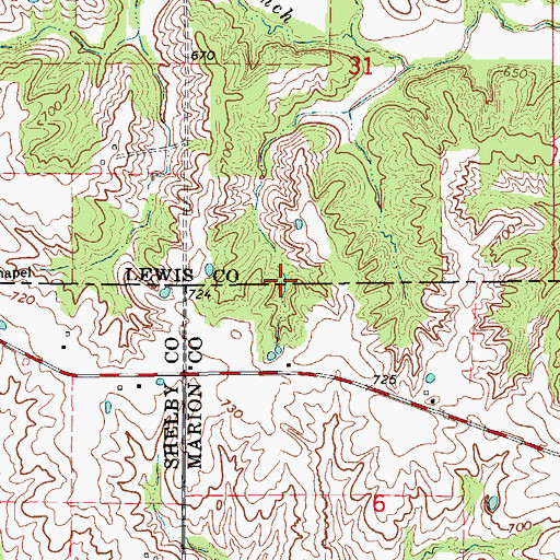 Topographic Map of Sparrow Lake Dam, MO