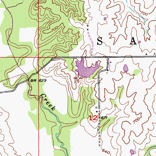 Topographic Map of Sharpe Lake Dam, MO