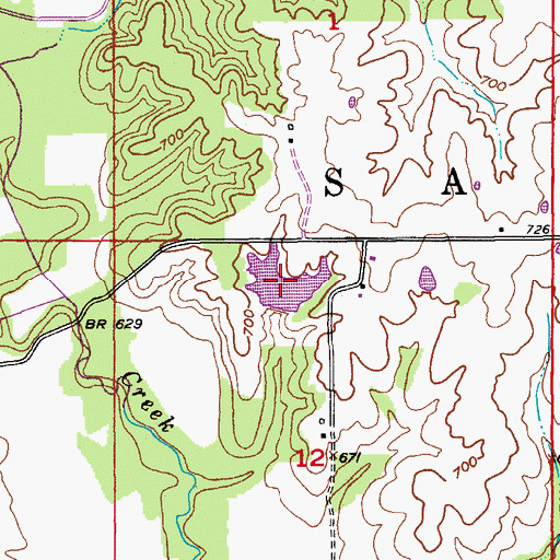 Topographic Map of Sharpe Lake, MO