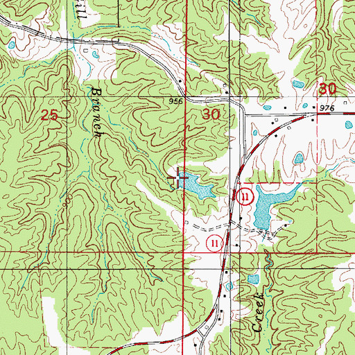 Topographic Map of Jayne Lake Dam, MO