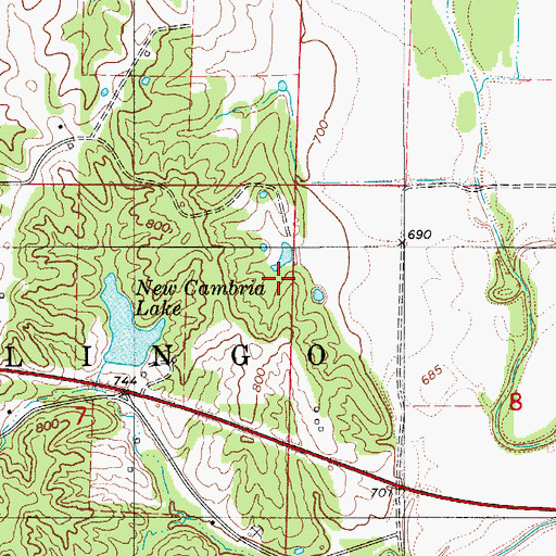 Topographic Map of Schelle Lake Dam, MO