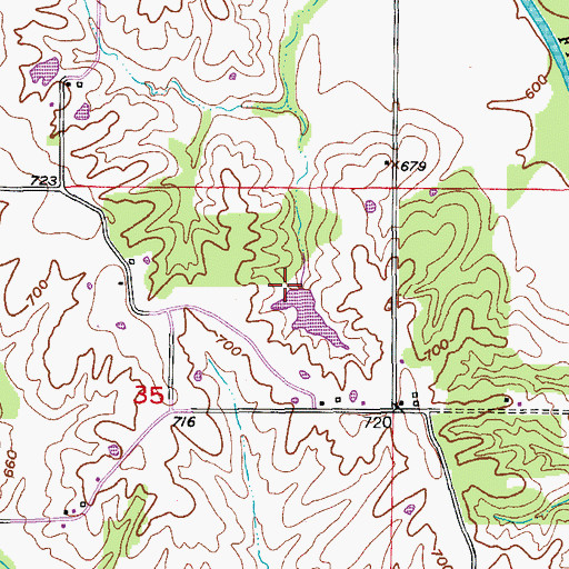 Topographic Map of Catfish Lake Dam, MO