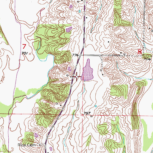Topographic Map of Mulnix Lake Dam, MO