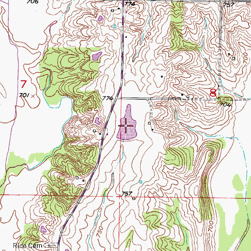 Topographic Map of Mulnix Lake, MO