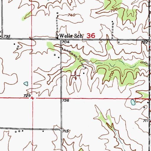 Topographic Map of Evans Lake Dam, MO