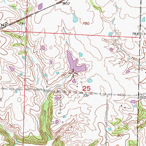 Topographic Map of Robertson Farms Incorporated Dam, MO