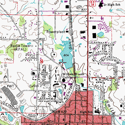 Topographic Map of Junior Lake Dam, MO