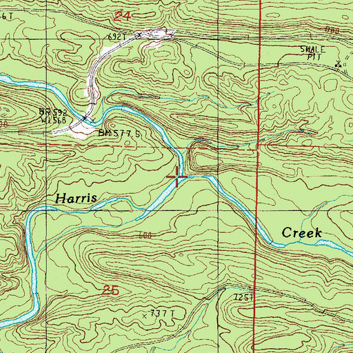 Topographic Map of Baker Creek, AR