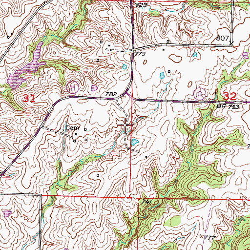 Topographic Map of Wieberg Lake Dam, MO