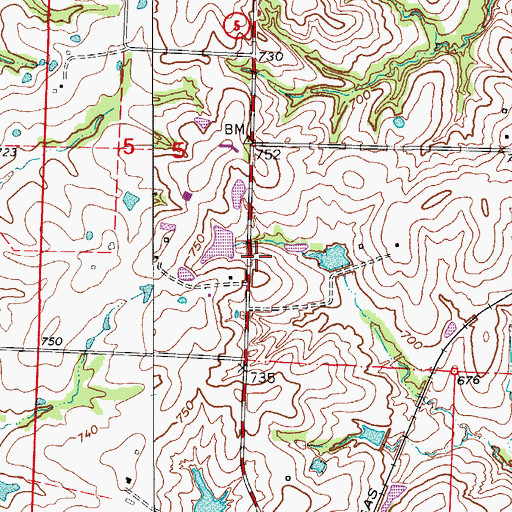 Topographic Map of Davis Lake Dam, MO