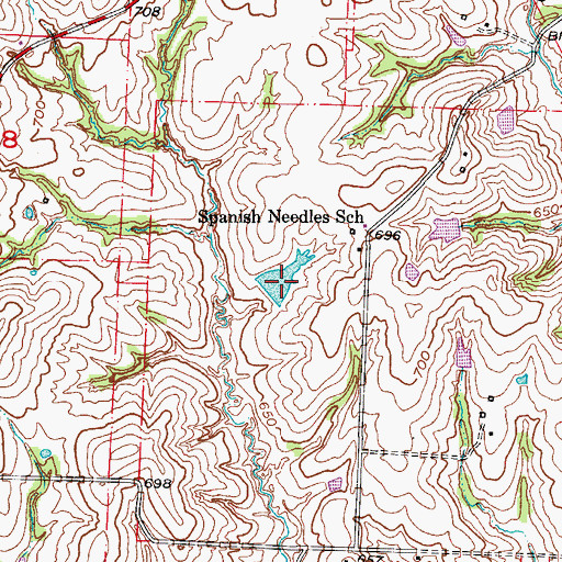 Topographic Map of Howell Lake Dam, MO