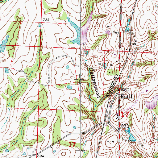 Topographic Map of Lippold Lake Dam, MO