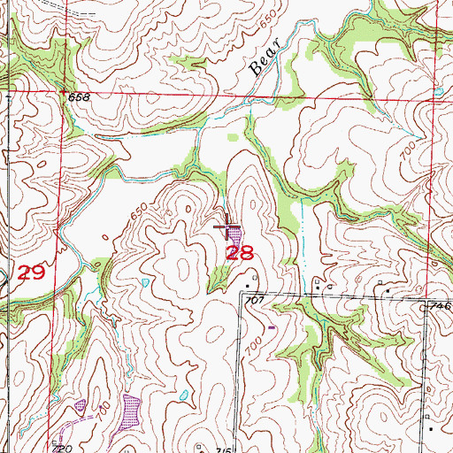 Topographic Map of Cott Lake Dam, MO