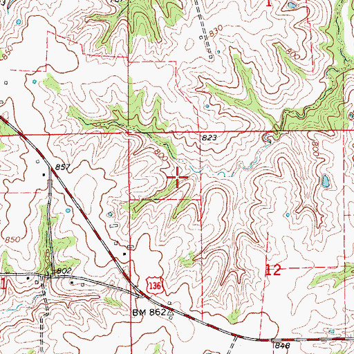 Topographic Map of Jake Blessing Lake Section 12 Dam, MO