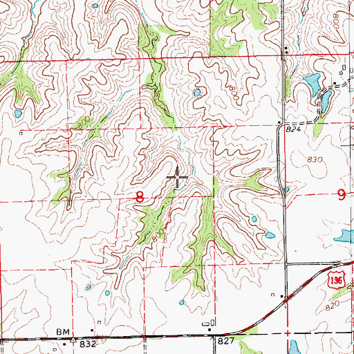 Topographic Map of Jake Blessing Lake Section 8 Dam, MO