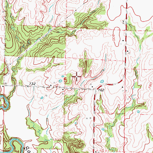 Topographic Map of Mayes Lake Dam, MO