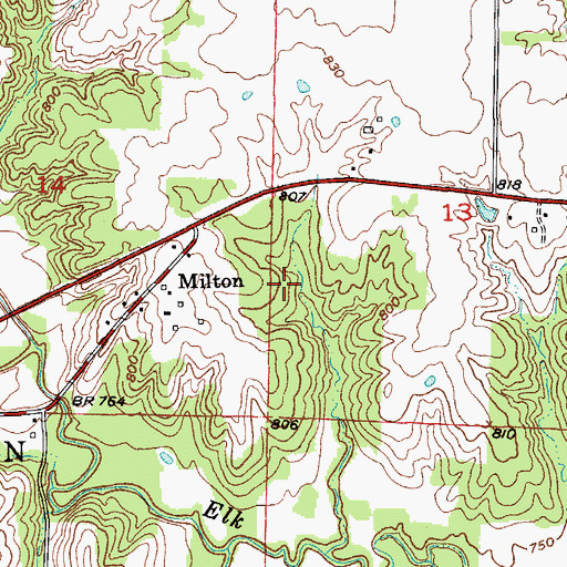 Topographic Map of Mallory Lake Dam, MO