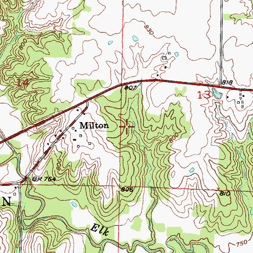Topographic Map of Mallory Lake, MO
