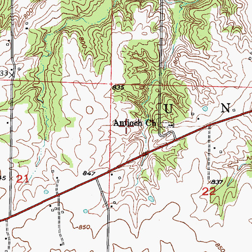 Topographic Map of Anderson Lake, MO