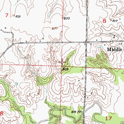 Topographic Map of Brown Lake Dam, MO