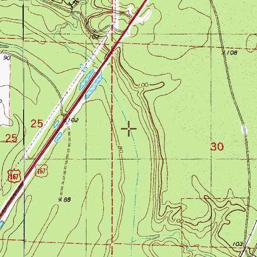 Topographic Map of Bangs Slough, AR