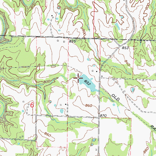 Topographic Map of Salmons Lake Dam, MO