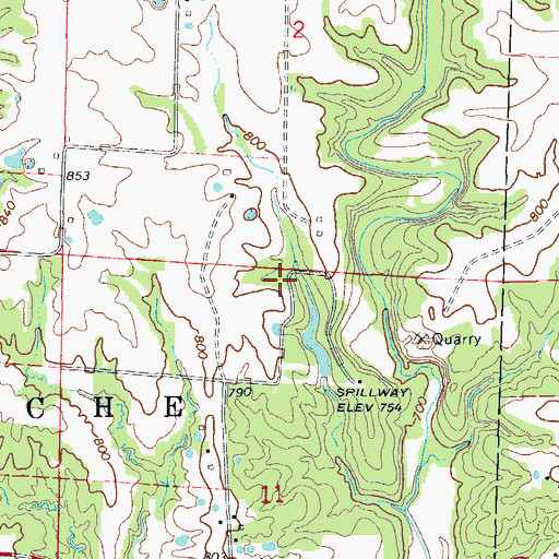 Topographic Map of Bumgarner Lake Section 11 Dam, MO