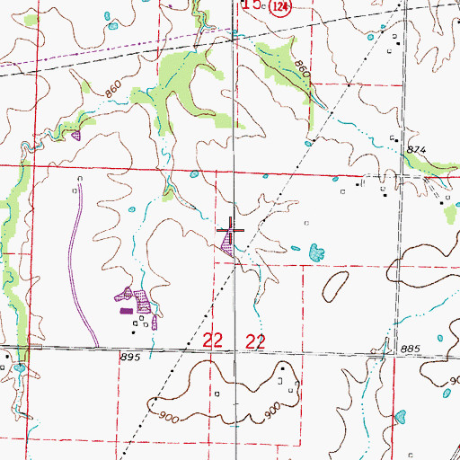 Topographic Map of Aaron Lake Dam, MO
