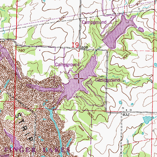 Topographic Map of Silver Creek Lake, MO