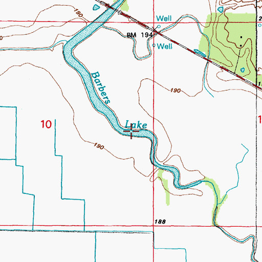 Topographic Map of Barbers Lake, AR