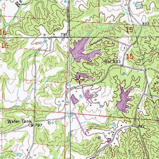 Topographic Map of Lewis Lake Dam South, MO