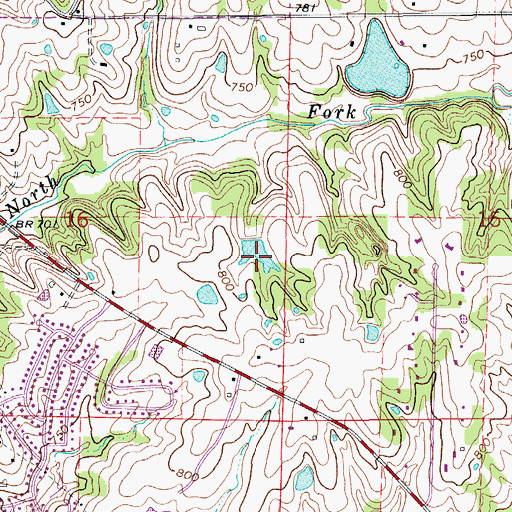 Topographic Map of Fletchall Lake Dam, MO