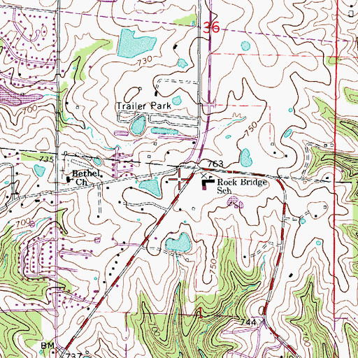 Topographic Map of Smith Lake Section 1 Dam, MO