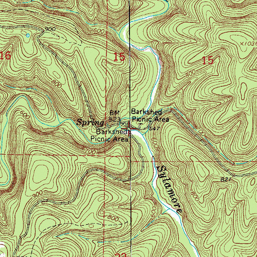 Topographic Map of Barkshed Picnic Area, AR
