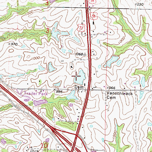 Topographic Map of Keller Lake Dam, MO