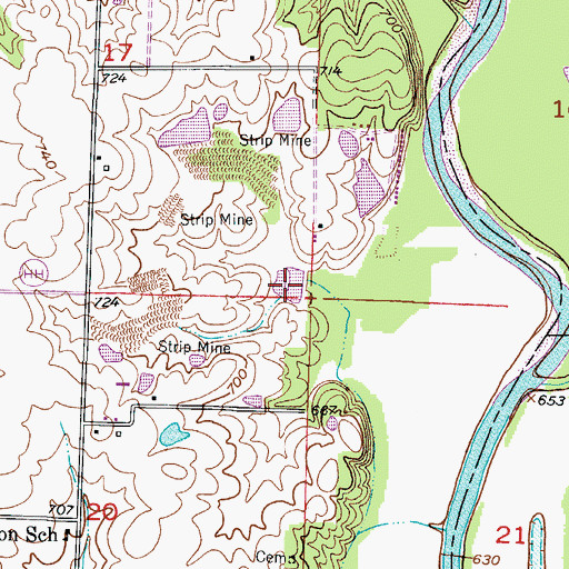Topographic Map of Lyons Lake, MO