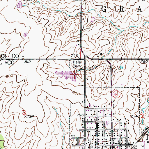 Topographic Map of Clements Lake Dam, MO