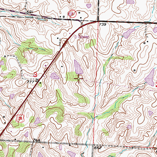 Topographic Map of Reische Lake Dam, MO