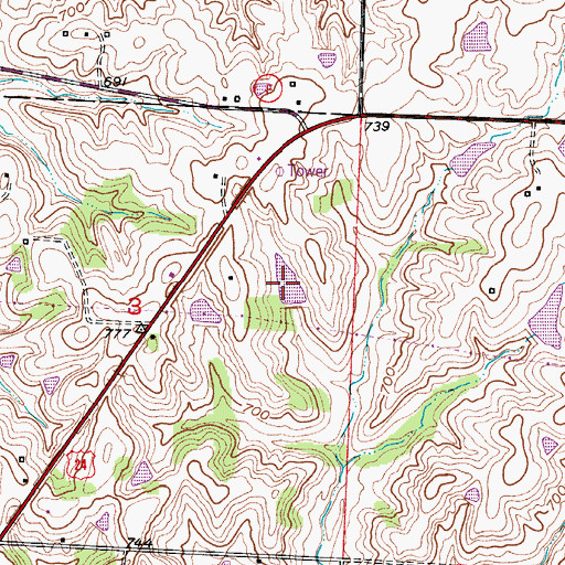 Topographic Map of Reische Lake, MO