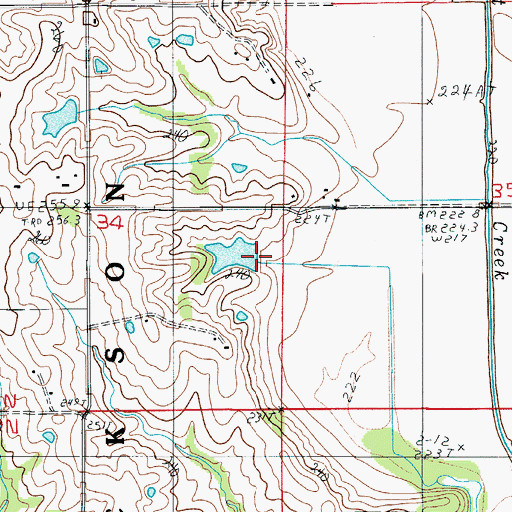 Topographic Map of Henning Lake Dam, MO