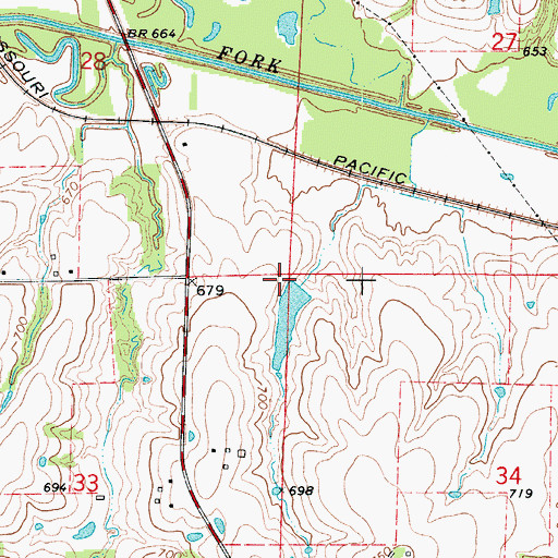 Topographic Map of Bryan Lake Dam, MO