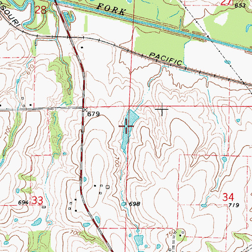 Topographic Map of Bryan Lake, MO