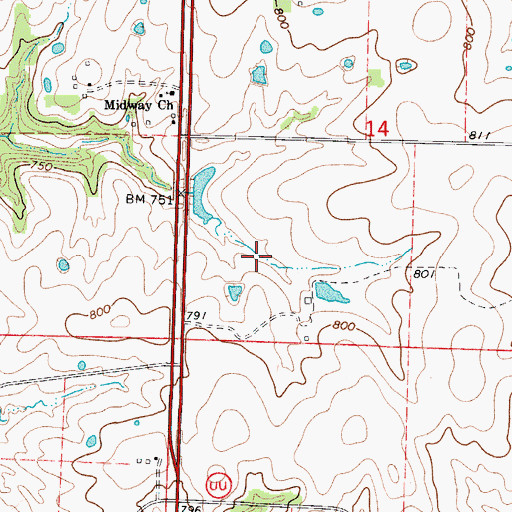 Topographic Map of MFA Research Farm Lake, MO