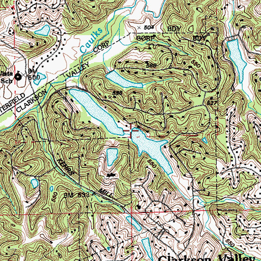 Topographic Map of Kehrs Mill Trails Upper Lake Dam, MO