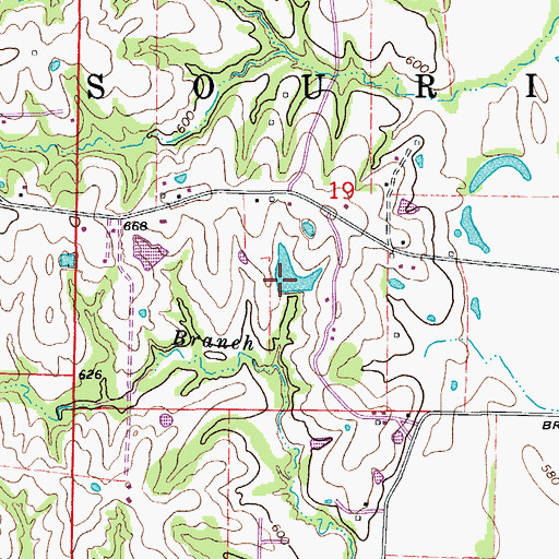 Topographic Map of Rapp Lake Dam, MO