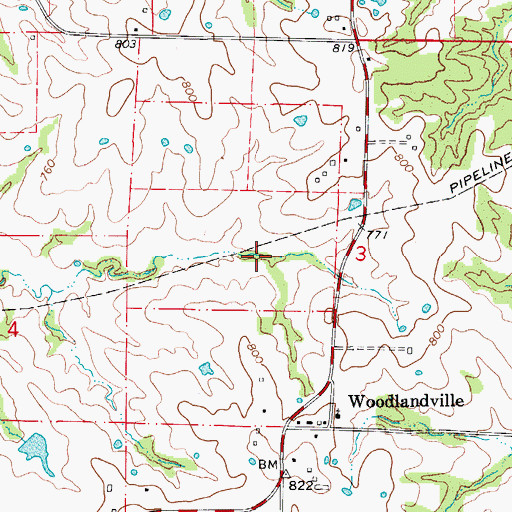 Topographic Map of Kreisel Lake Section 3 Dam, MO